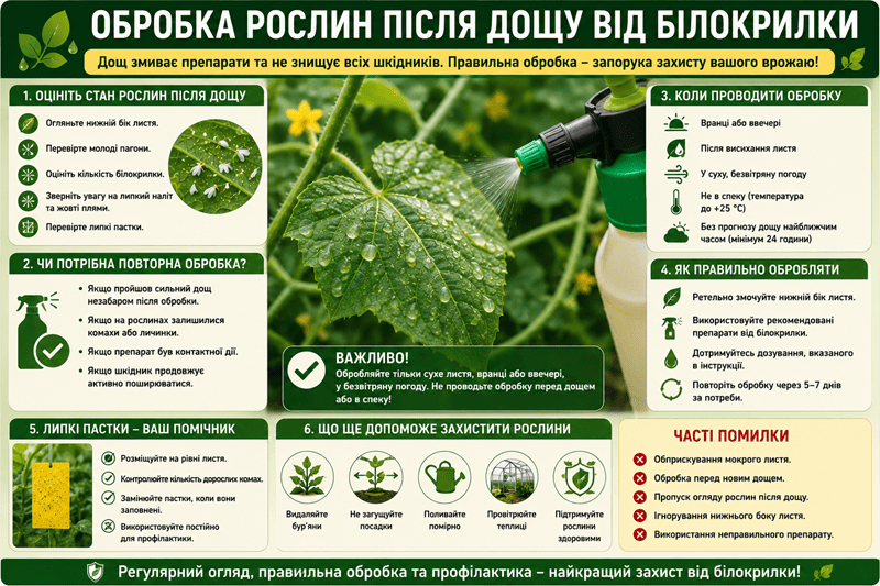 Обробка рослин після дощу від білокрилки