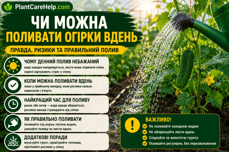 Чи можна поливати огірки вдень