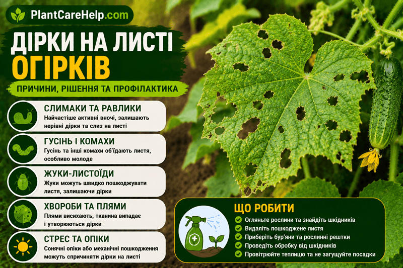 Дірки на листі огірків