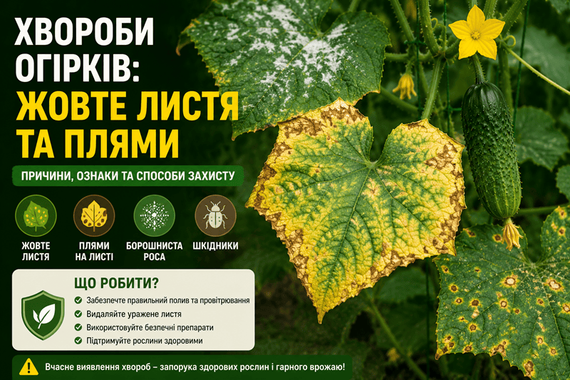 Хвороби огірків жовте листя та плями