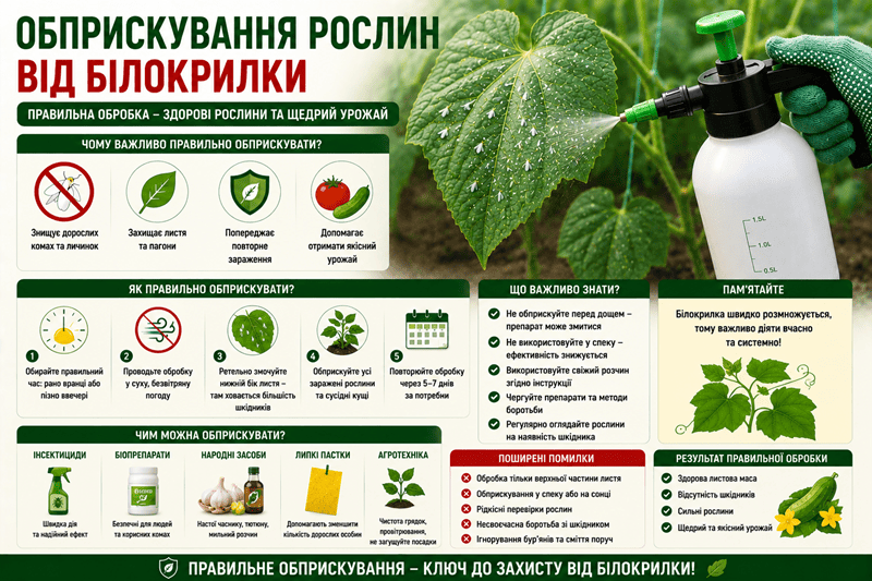 Обприскування рослин від білокрилки