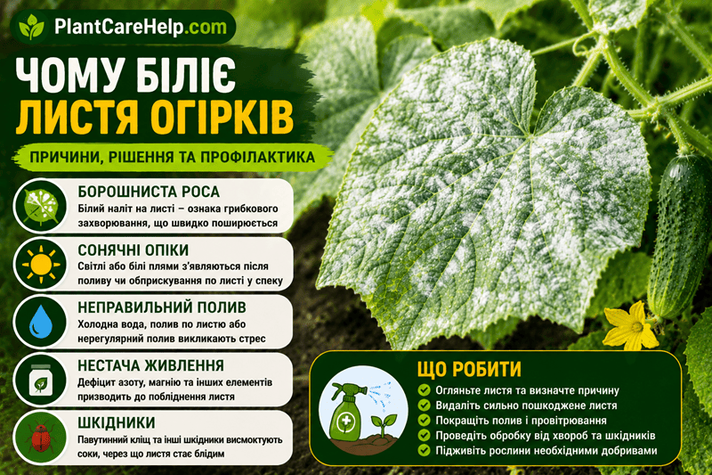 Чому біліє листя огірків