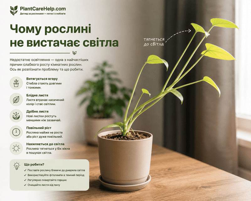 Рослині не вистачає світла