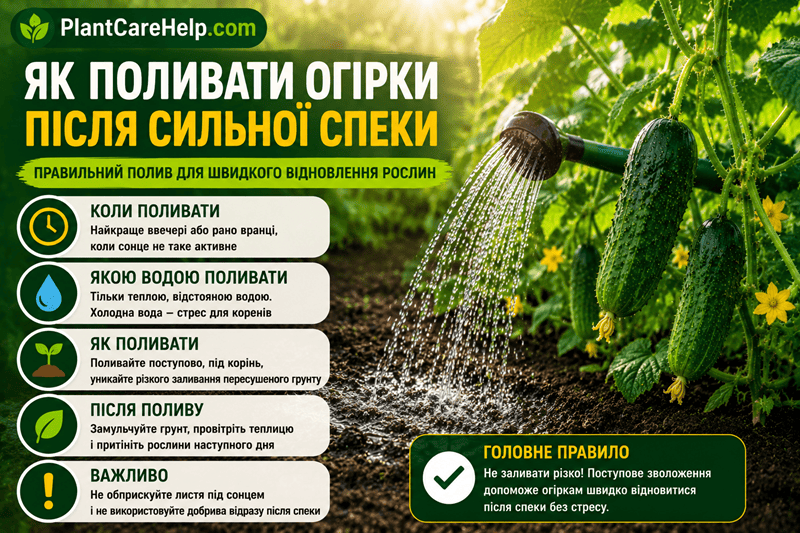 Як поливати огірки після сильної спеки