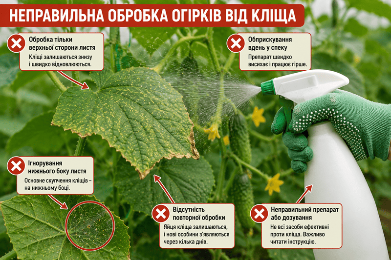 Неправильна обробка огірків від кліща