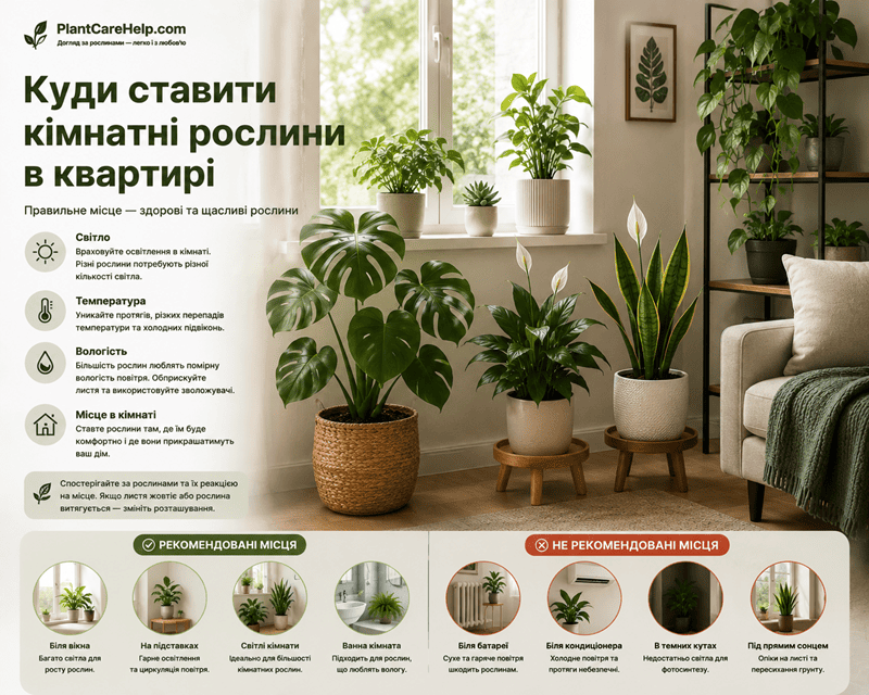 Куди ставити кімнатні рослини