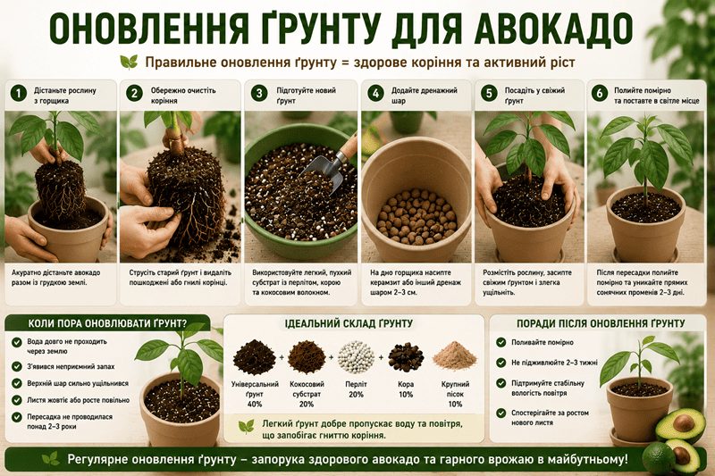 Оновлення ґрунту для авокадо