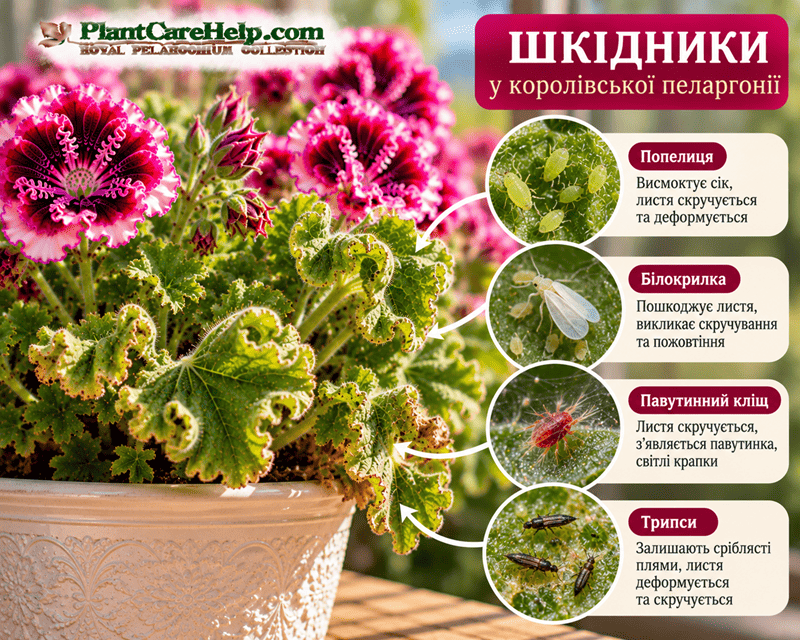 Шкідники на листі королівської пеларгонії
